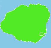 Locator Map: A white rectangle denotes an area just inland from the southeastern shore of the island of Kauai.